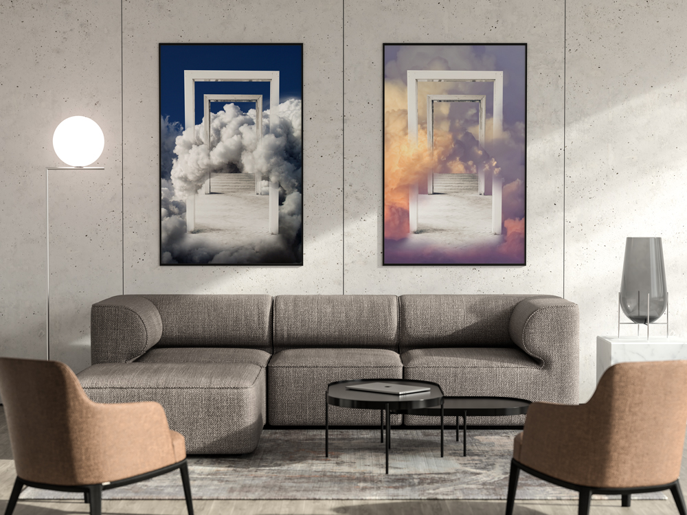 posters on a wall mockup